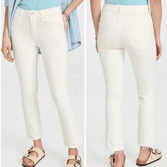 MOTHER THE MID RISE DAZZLER CROP FRAY Cream Puffs Size 27 - Picture 1 of 15